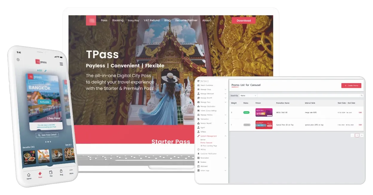 TPASS · Website · Application · Back Office